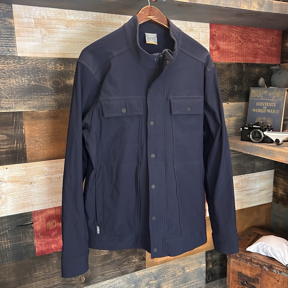 Icebreaker Soft shell Escape Travel Jacket Merino Navy Large Shirt - Picture 2 of 10
